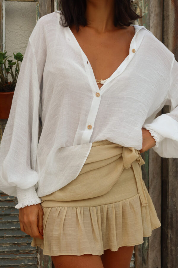 Saia Lolô Off White/ Macramê/Verde Militar/Argila